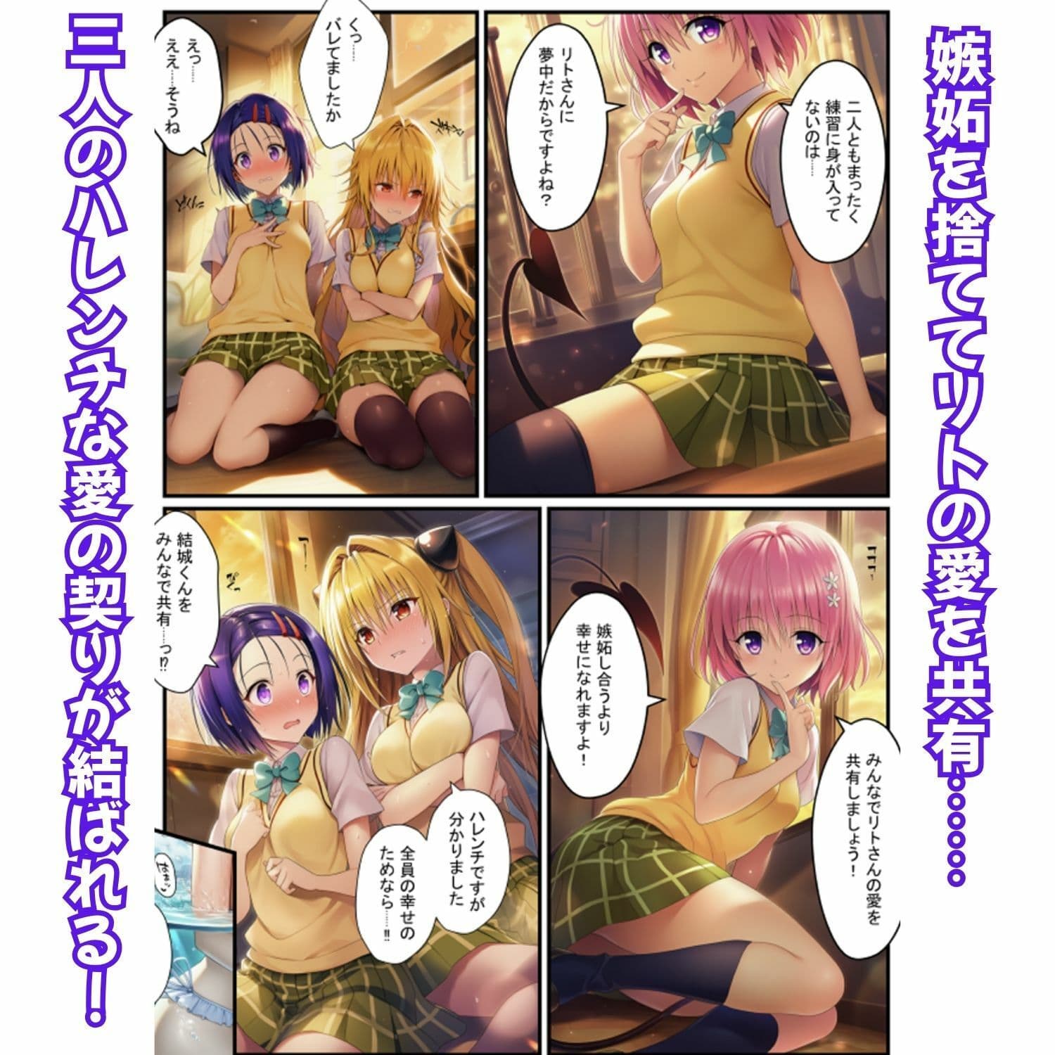 濃厚イチャらぶハーレム！とらぶるヒロインが愛を共有する絶頂合宿【モモ・大人ヤミ・春菜編】 サンプル 3