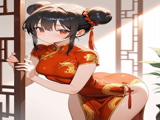 赤いチャイナ服を着た女の子と・・・