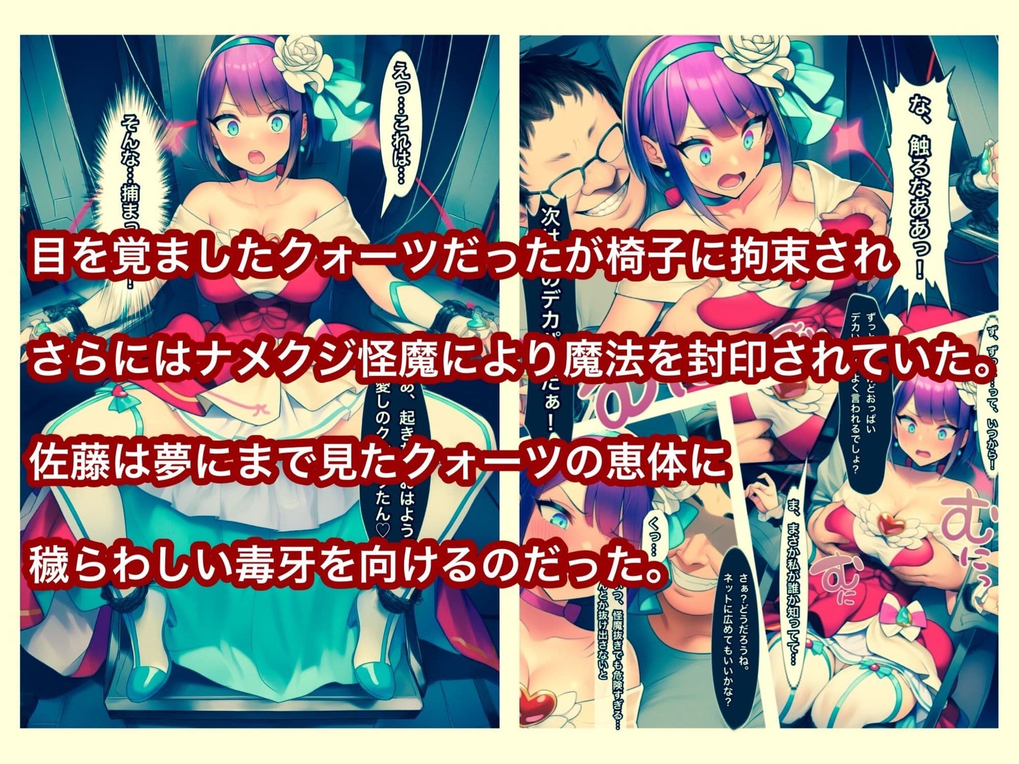 魔法少女ピュアクォーツvsナメクジ怪魔とキモ男  ふたなり化人格排泄で大ピンチ サンプル 3