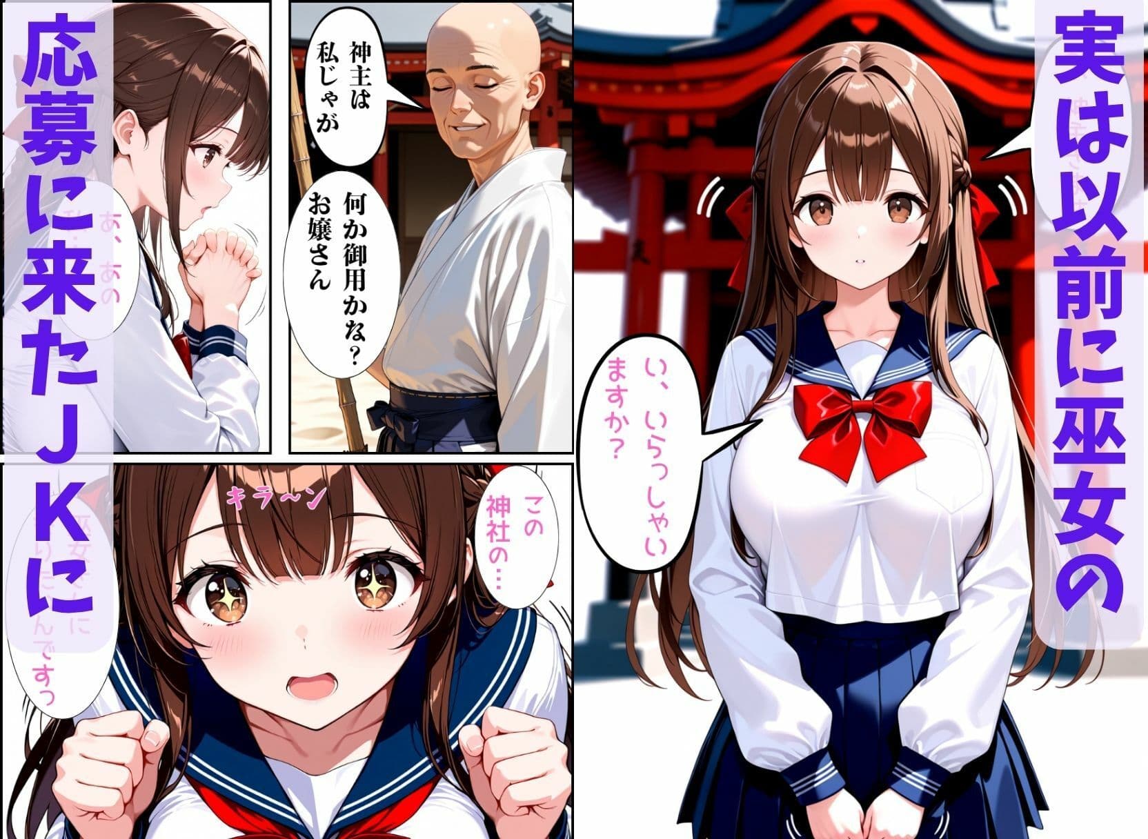 巨乳JKの巫女さんは催●術掛けられて性人形になる サンプル 3