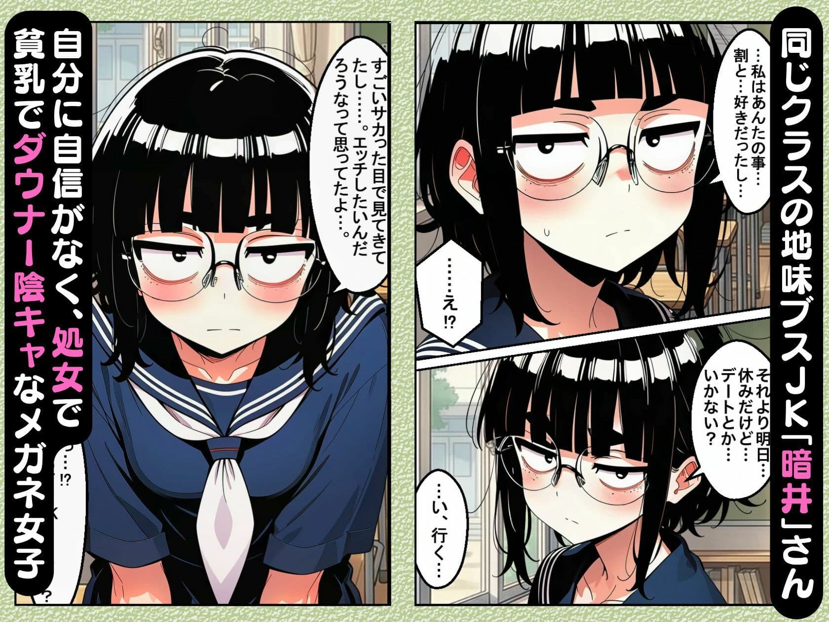 ブスな女子校生とヤって童貞を捨てる話【漫画87P】 サンプル 1