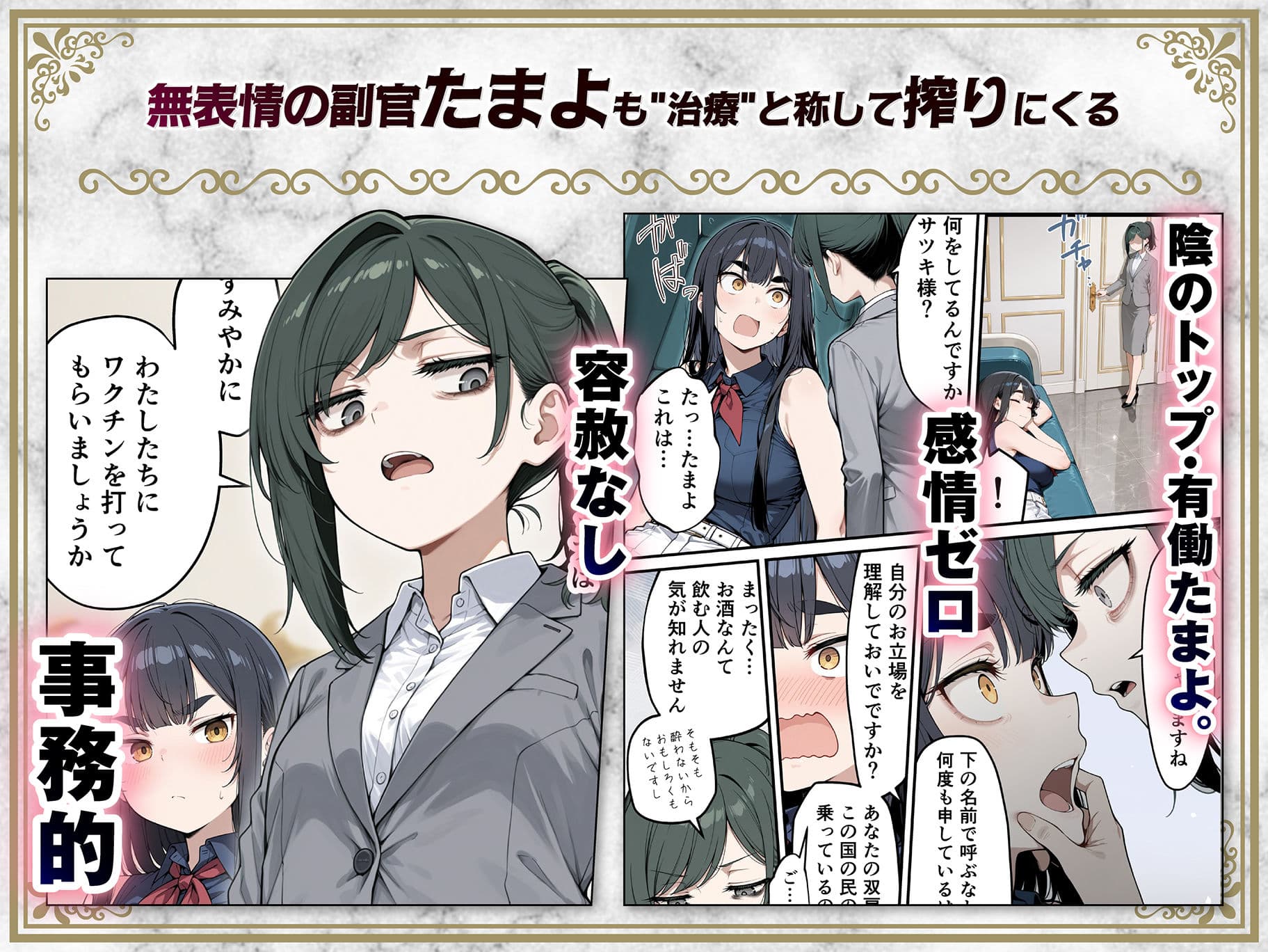 太眉おっぱい長官と貧乳ジト目副官にワクチンポな僕が搾精部屋へ閉じ込められる話 サンプル 6