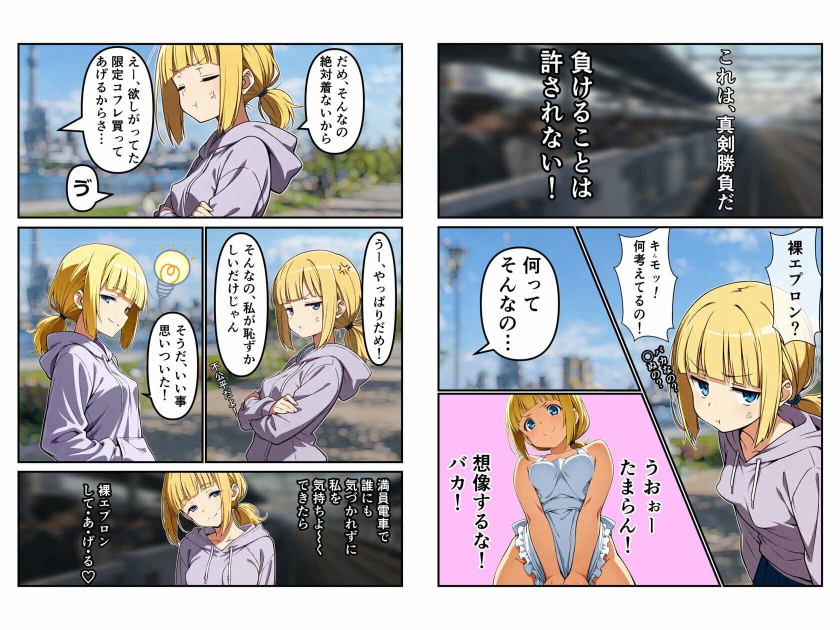 裸エプロンチャレンジは満員電車で…？ サンプル 1