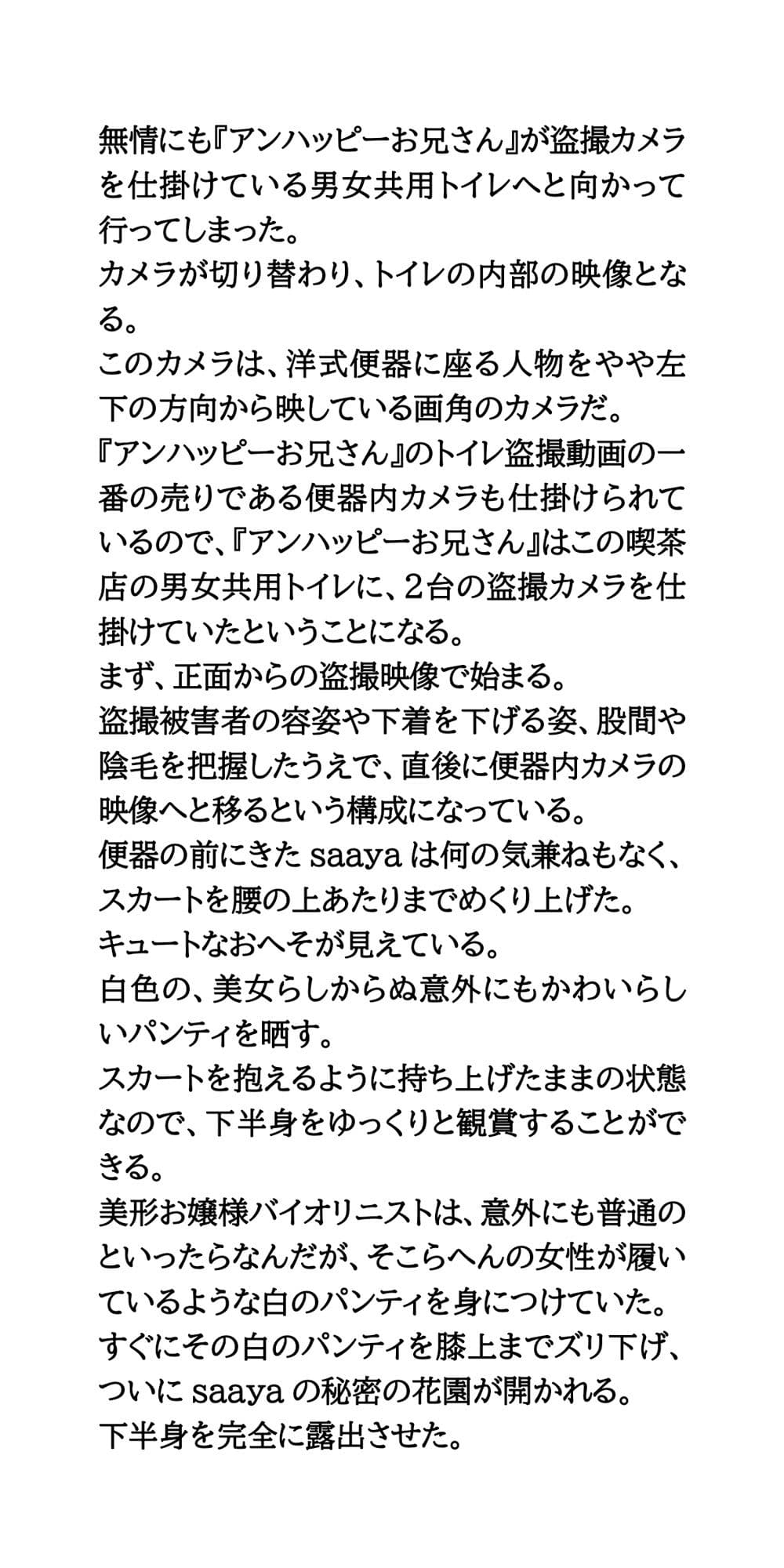 【身近に潜む現代の闇】実際に起こった盗撮事件簿（2）。美人バイオリニスト、トイレ盗撮事件 サンプル 8