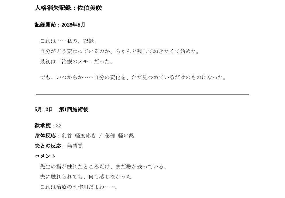 人格消失記録｜最終観察ログ SA-01 サンプル 1