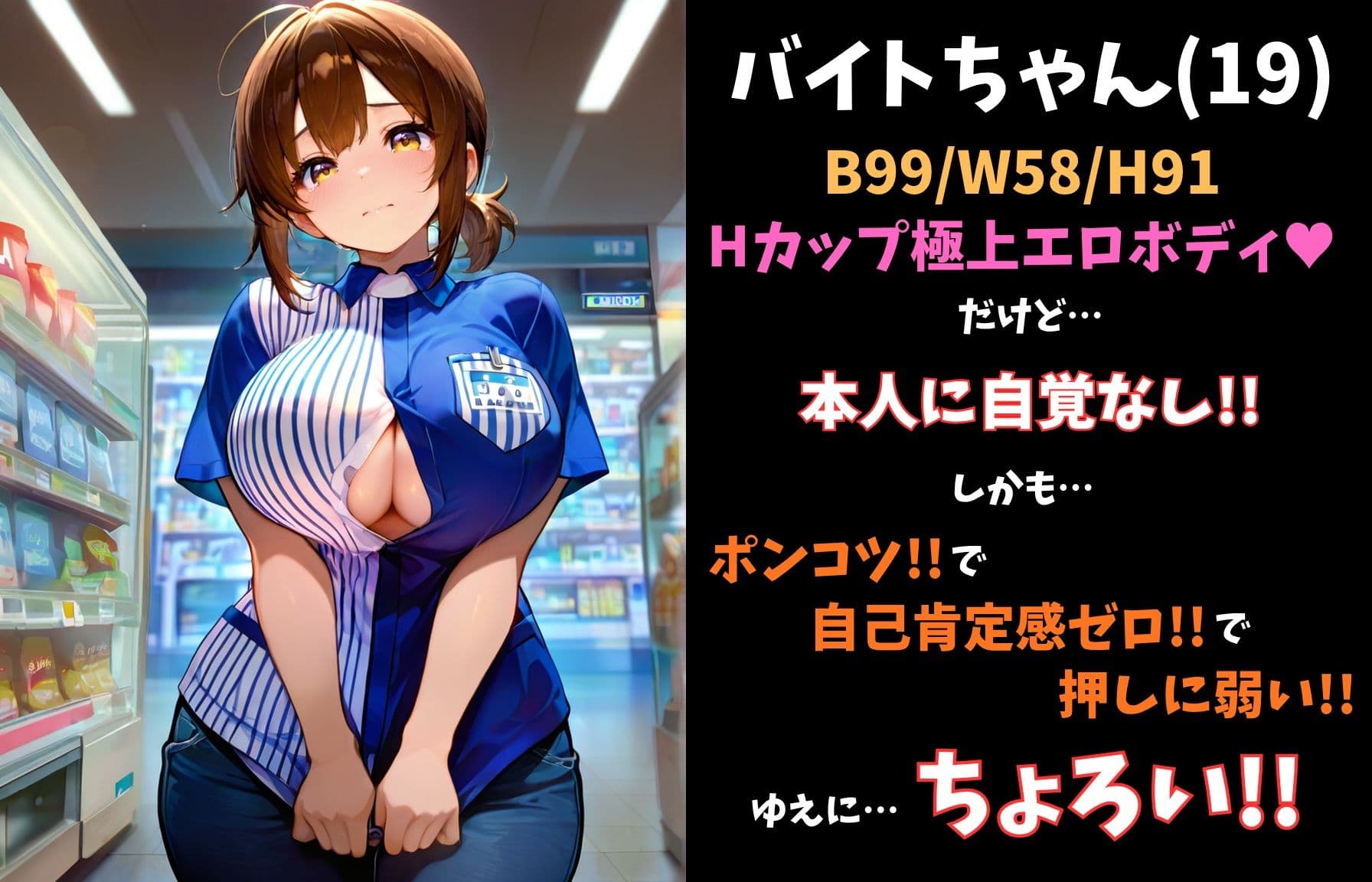 押しに弱くて無自覚ビッチなHカップ巨乳ポンコツバイトちゃんが全バイト先でヤラれまくる話 サンプル 1