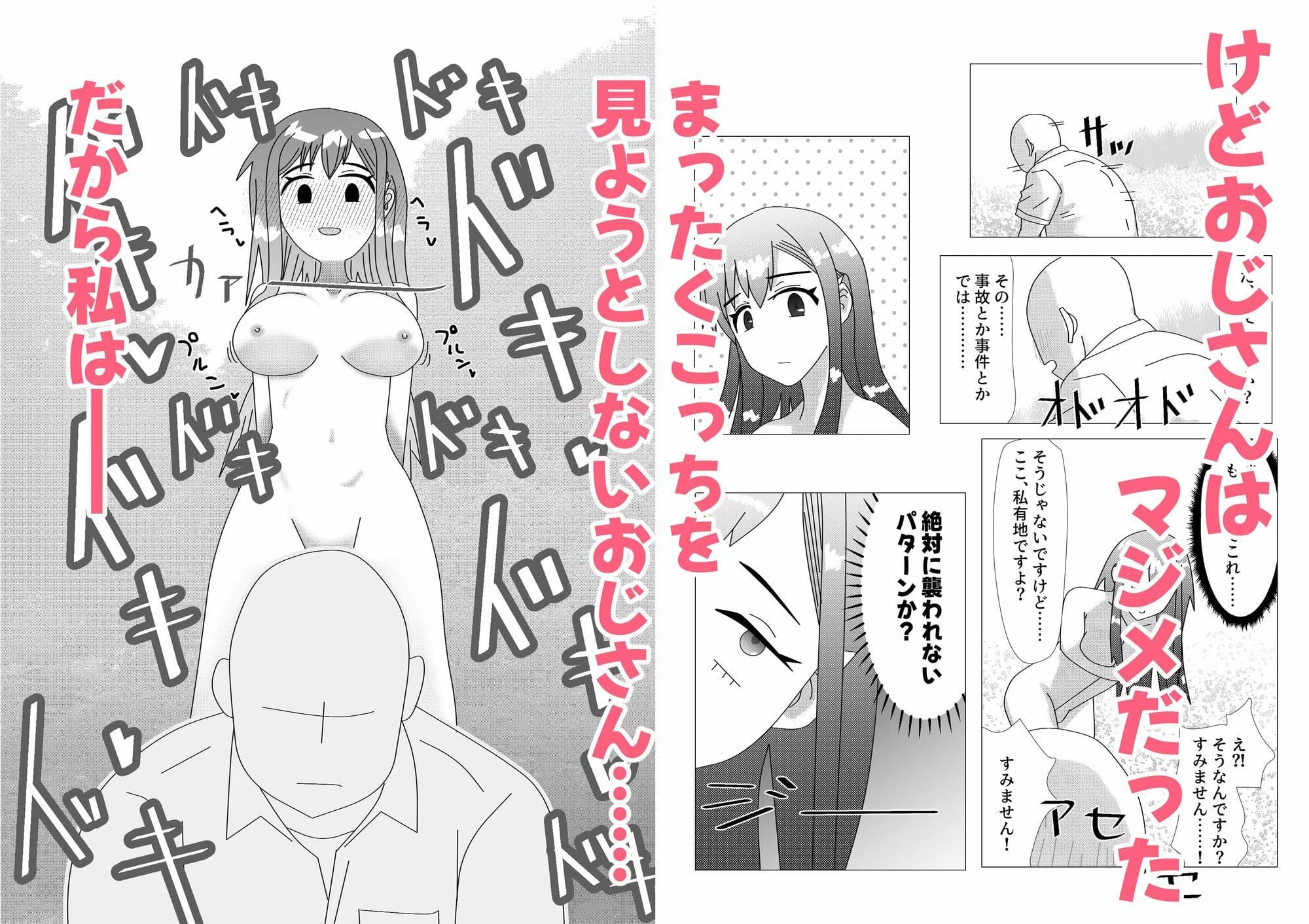 野外露出をしたらマジメおじさんに遭遇したので見せつけた サンプル 3