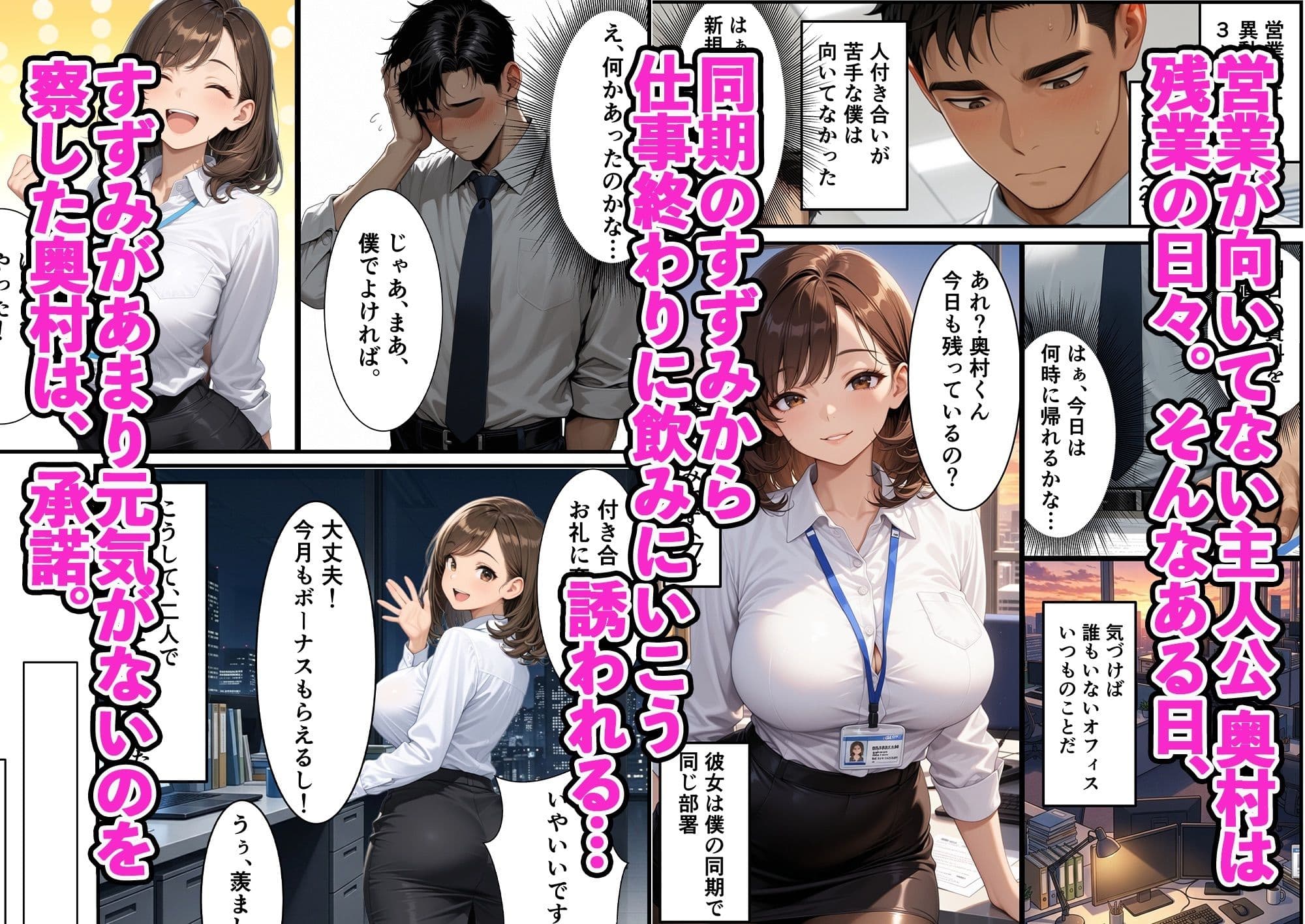 爆乳ハイスペ人妻同期と童貞の僕がイチャラブセックスする話 サンプル 1