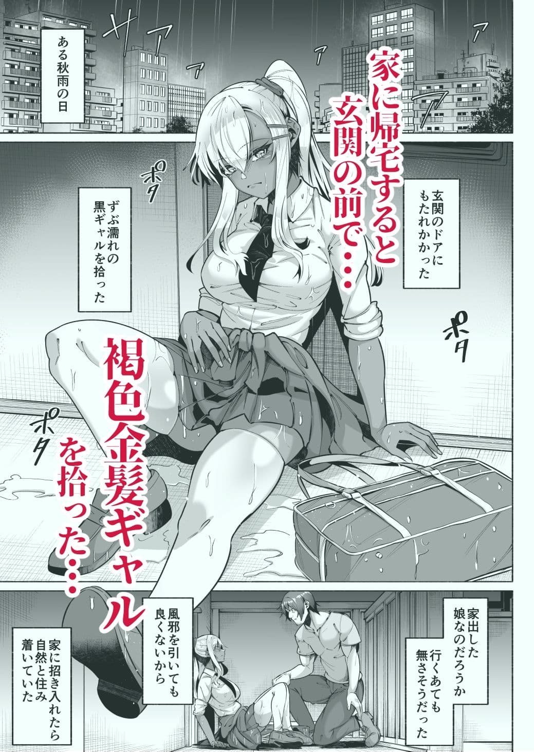 褐色金髪ギャルを玄関の前で拾いました サンプル 1