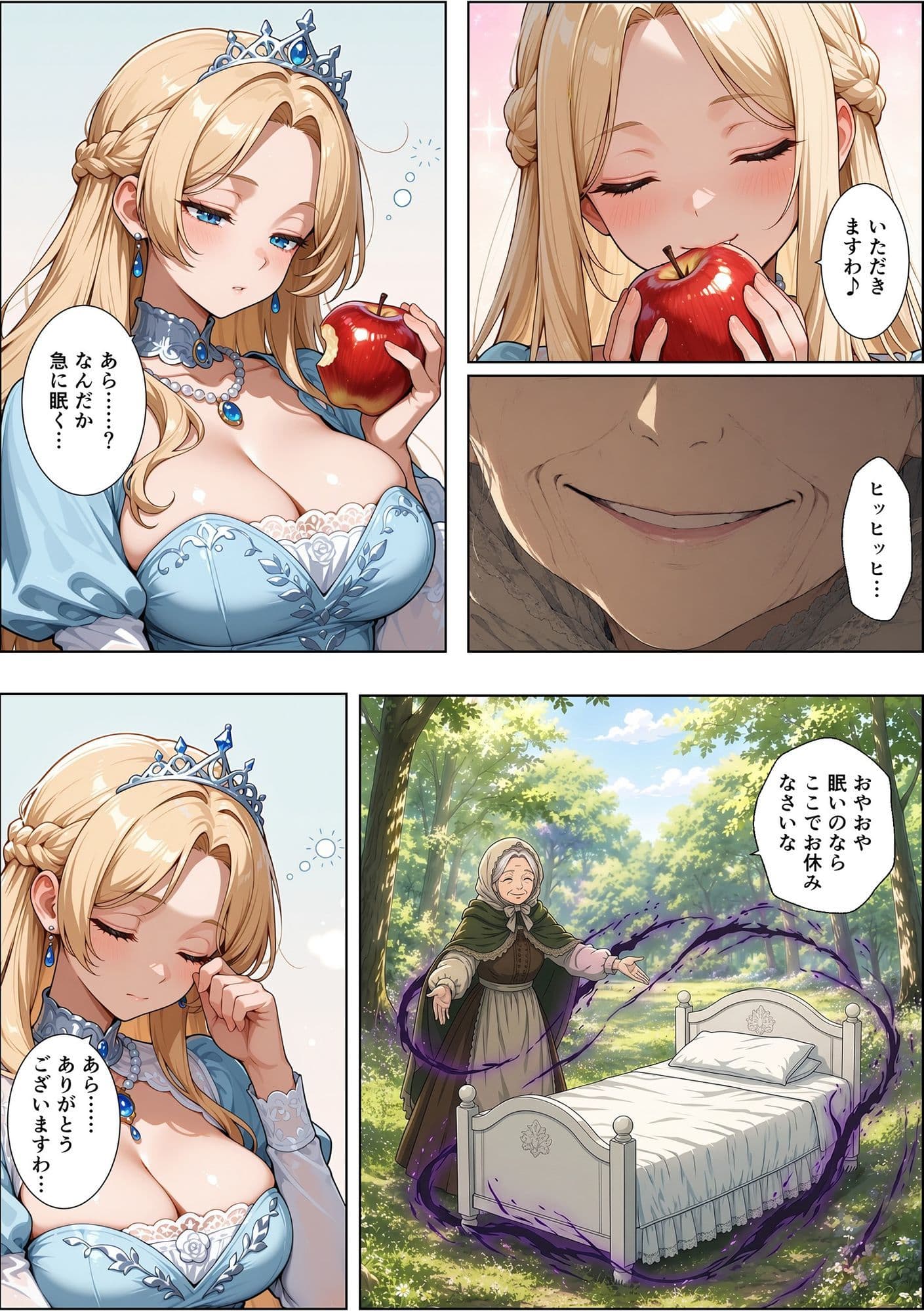 魔女の呪いで眠ってしまったお姫さまにハゲデブおじさんが種付け中出し! サンプル 4