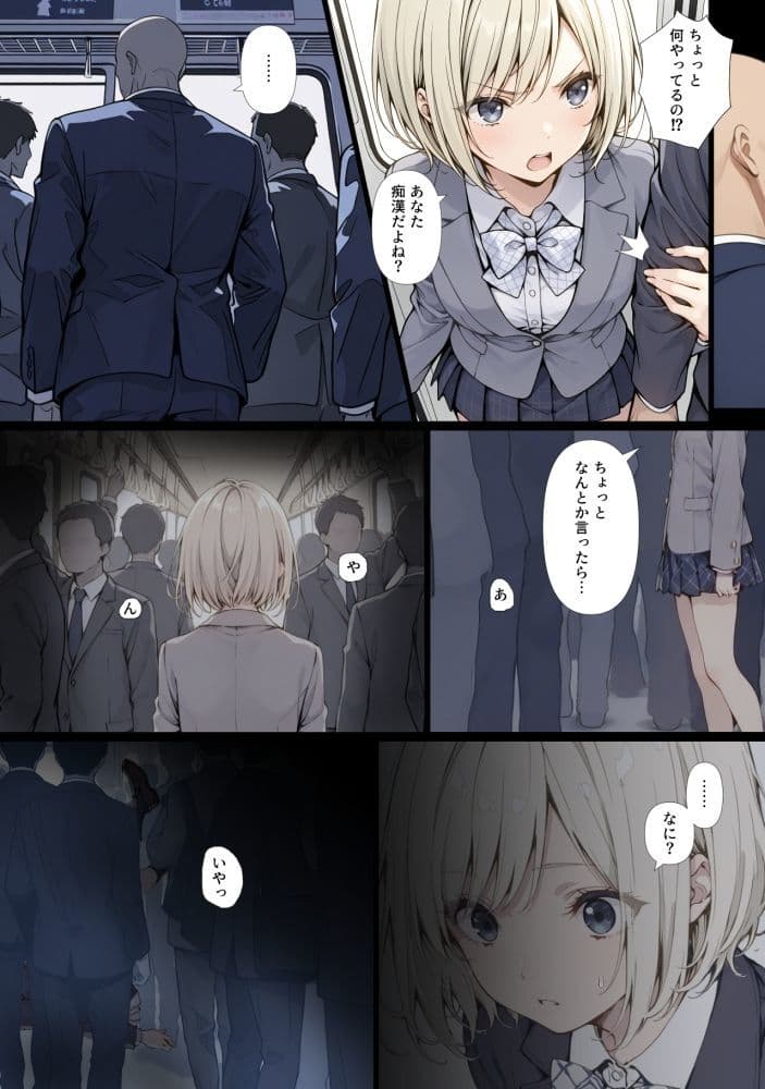 黒髪少女と金髪少女が電車で集団痴●に遭う漫画【ifストーリー】 サンプル 2