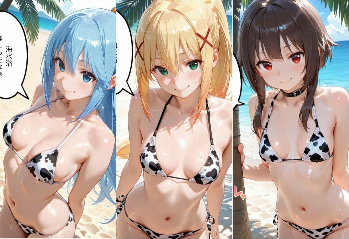 ビーチで牛柄のビキニの美女をナンパして中出しした話 こ◯素晴らしい世界に祝福を！編 サンプル 1