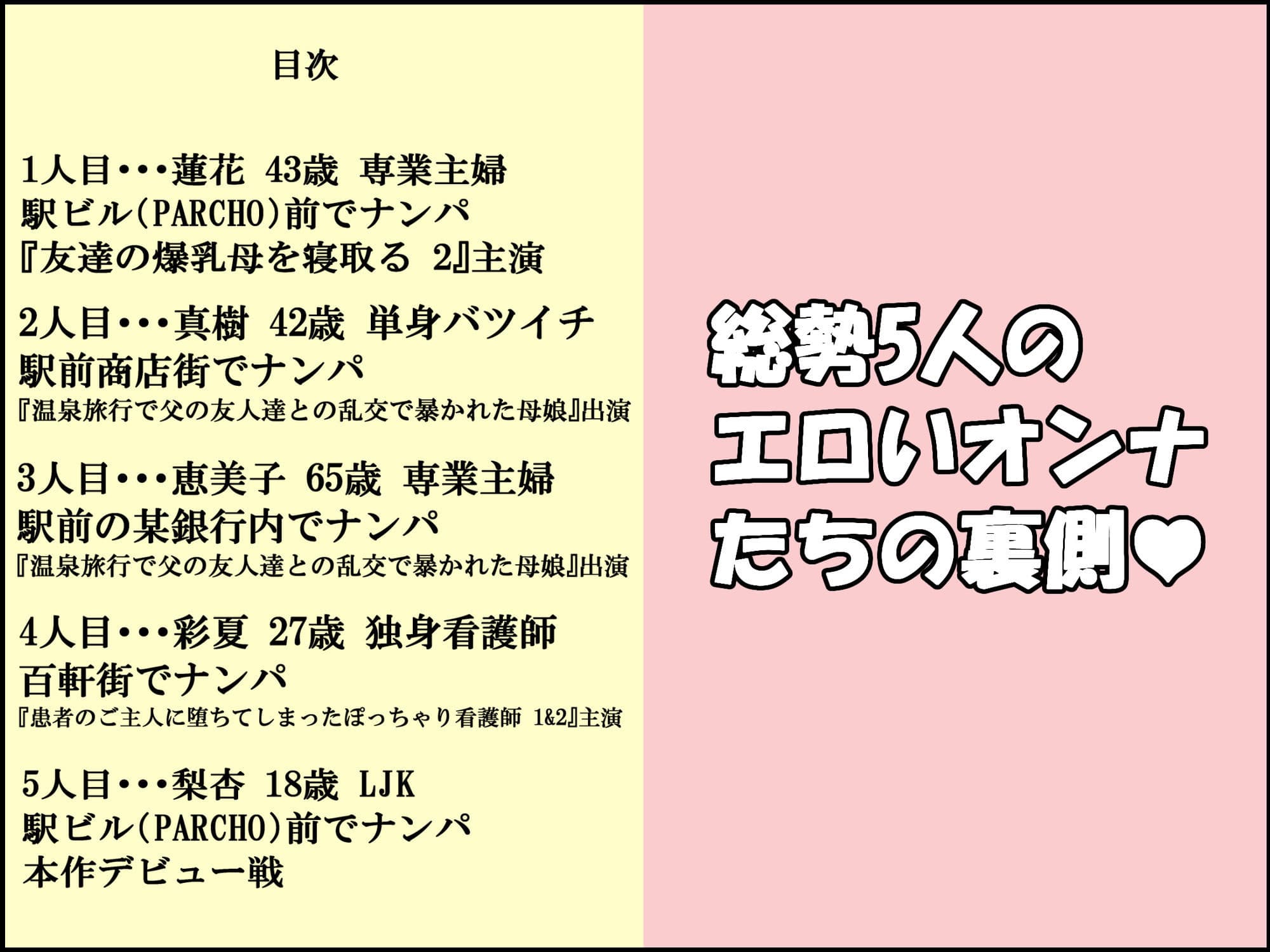 亀吉爺さんの直近ナンパ即ハメ報告〜既視感のある‘あのオンナたち’も！〜 サンプル 1