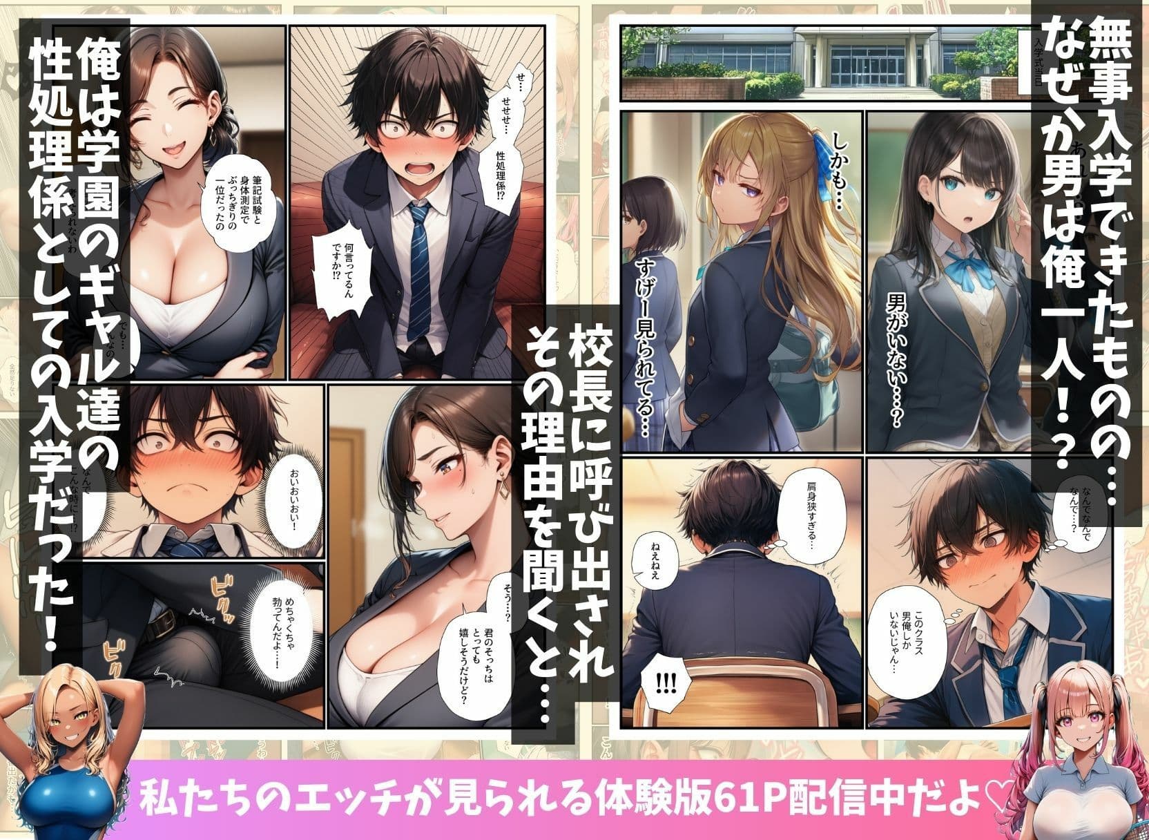 男が僕しかいない学園でギャル達の性処理係に任命されちゃった件 サンプル 2