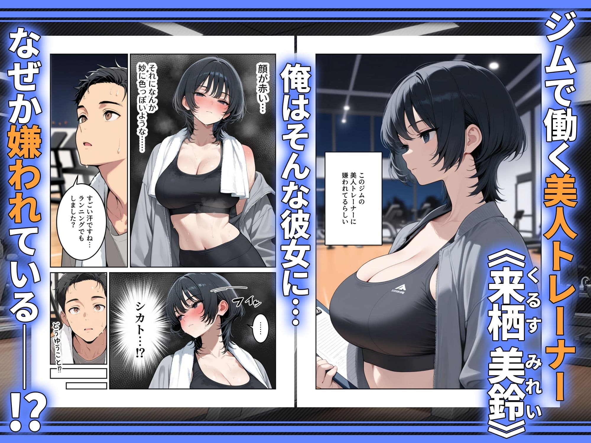 俺を嫌ってると思ってた美人トレーナーが実は体臭に興奮する汗匂いフェチだったので、筋トレ後の蒸れチンコでチン嗅ぎセックスしてあげた話 サンプル 1