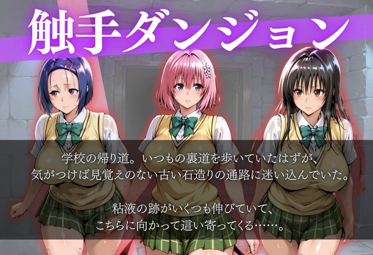粘液まみれの触手でガチイキする巨乳女子校生 サンプル 2