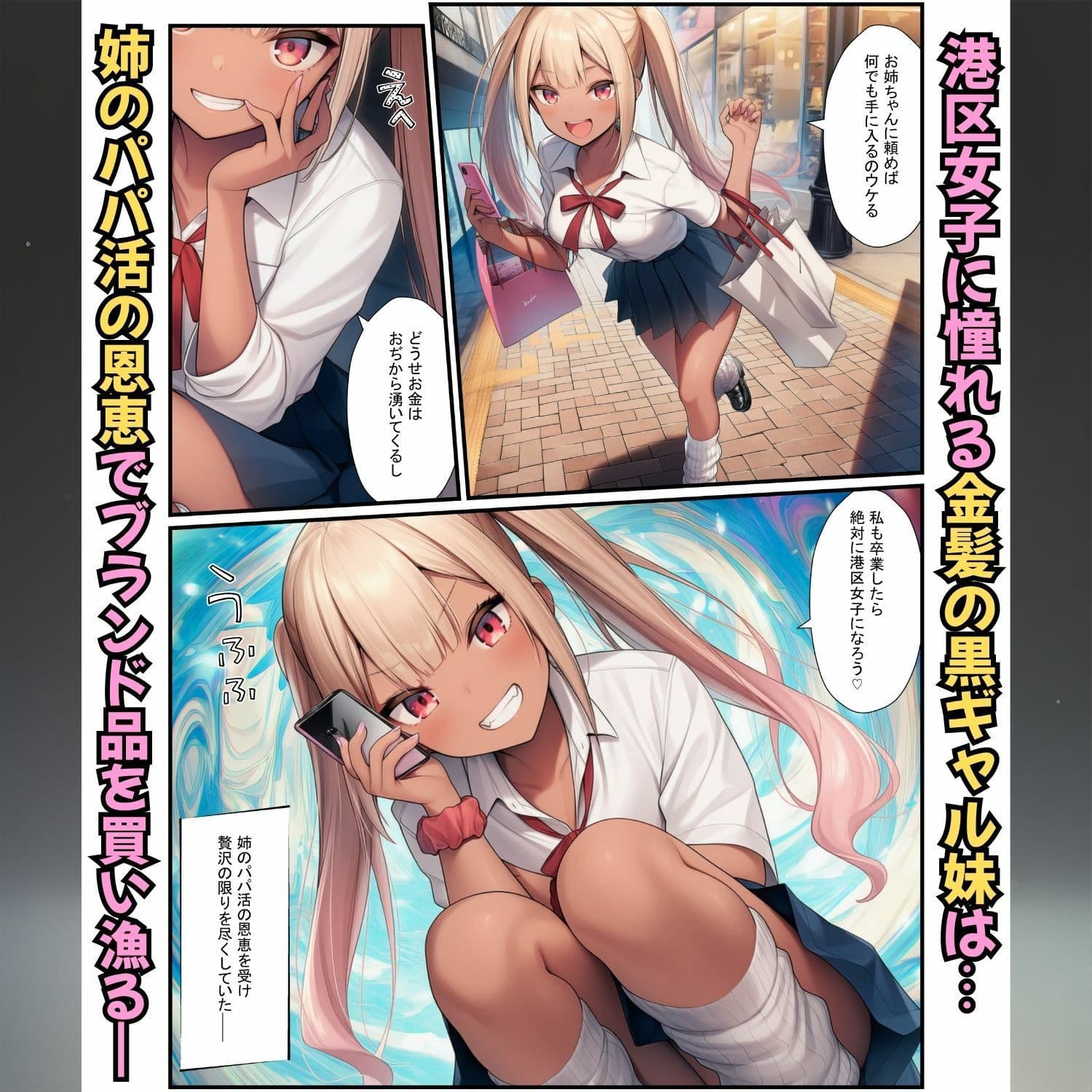 港区女子に濃厚種付け!白ギャル姉と黒ギャル妹がタワマンおぢに屈服してメス堕ち サンプル 2