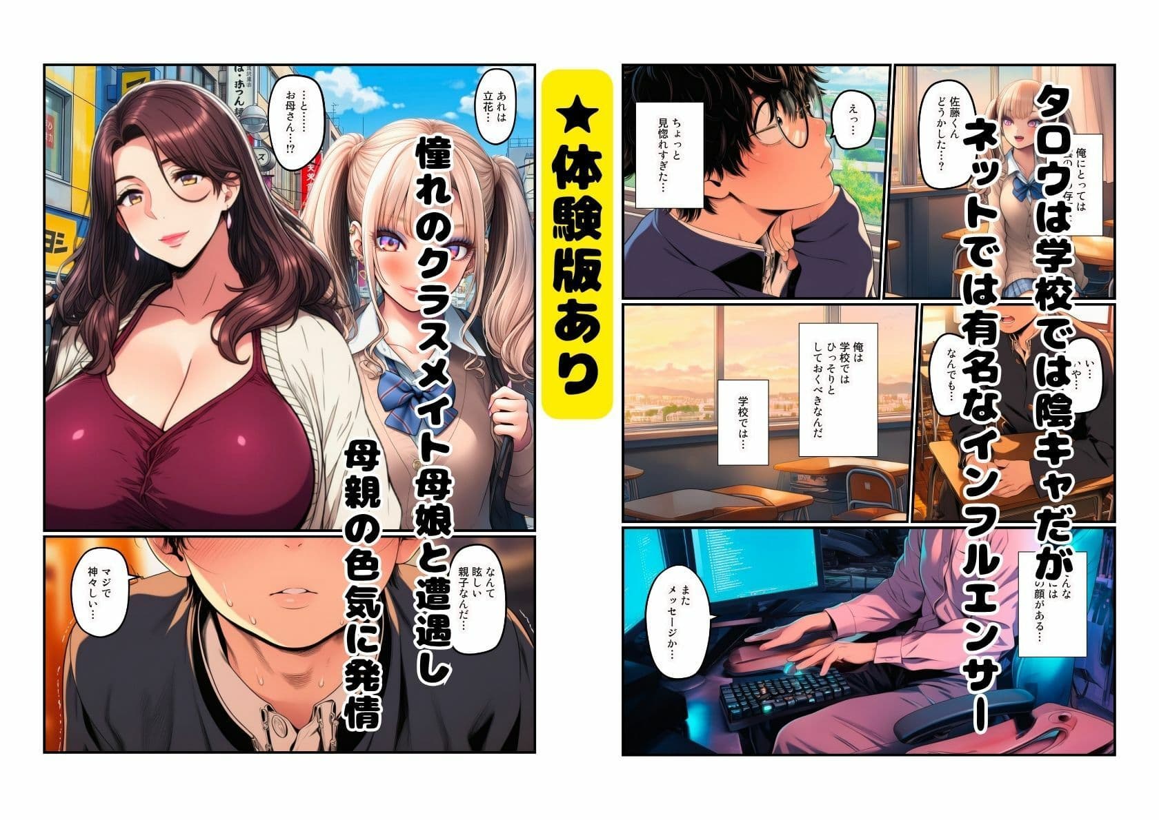 【熟女とJK  母娘丼】陰キャ男子から洗脳調教 サンプル 1