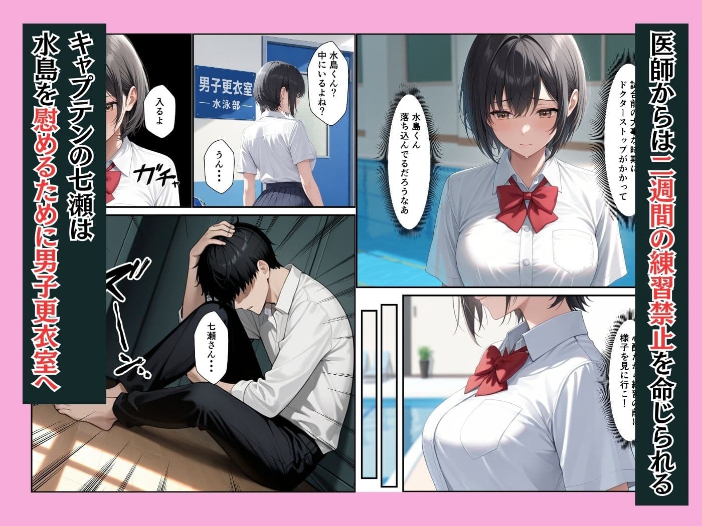 ケガをして落ち込む男子部員が水泳部キャプテンに慰めてもらったら中出しセックスに発展した話 サンプル 3