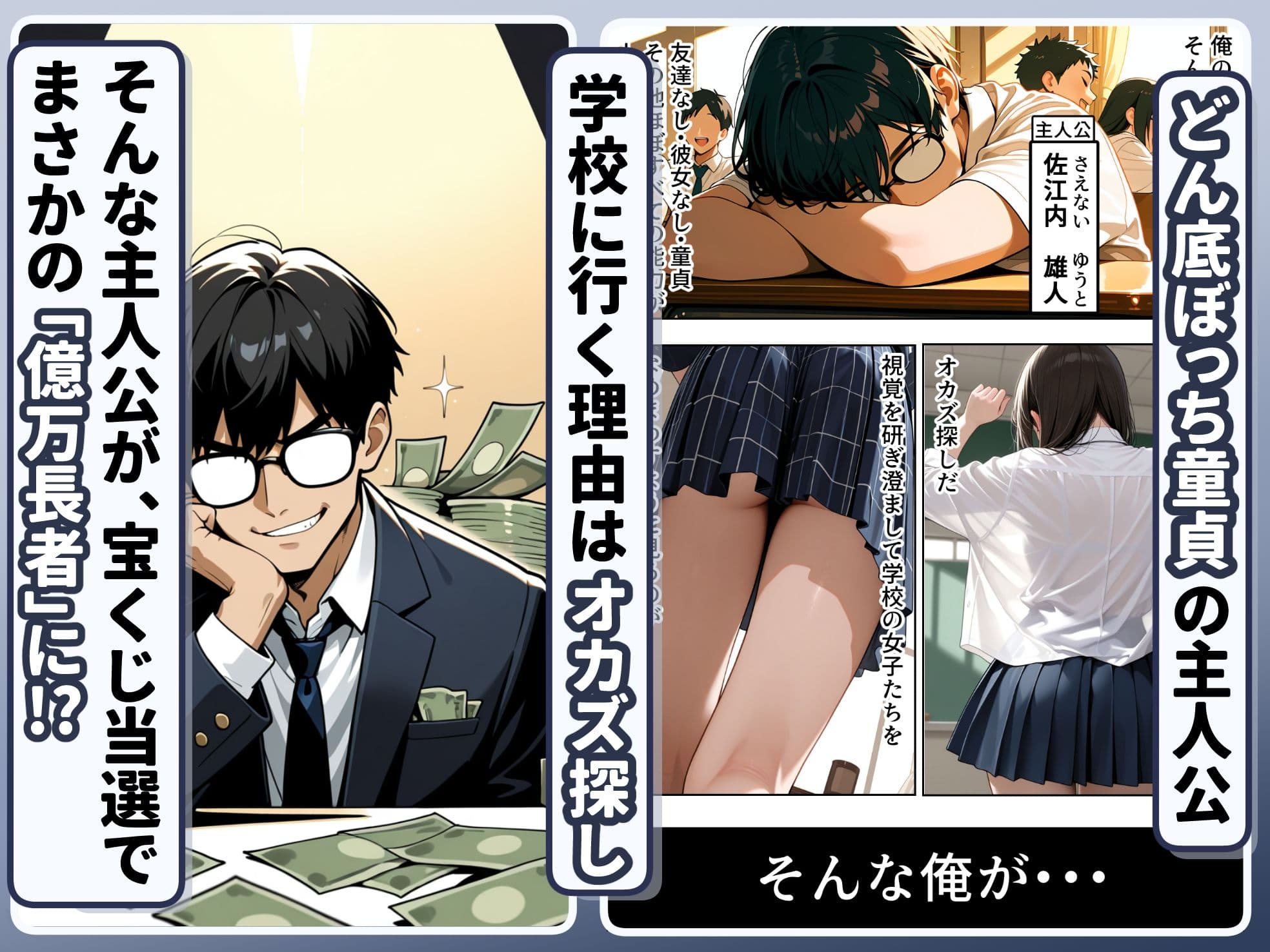 底辺逆転-どん底ぼっち童貞の俺が億万長者に!?同級生の美女を「冴えない男の救済企画」と称した高額バイトで釣ってみた結果・・・ サンプル 1