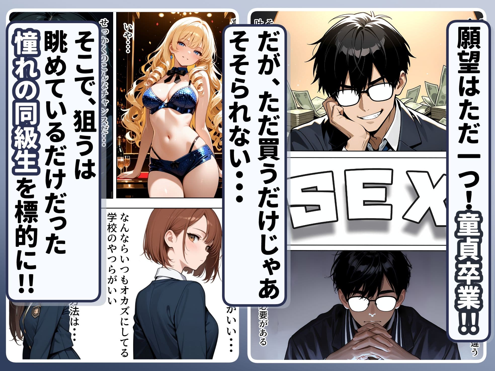 底辺逆転-どん底ぼっち童貞の俺が億万長者に!?同級生の美女を「冴えない男の救済企画」と称した高額バイトで釣ってみた結果・・・ サンプル 2