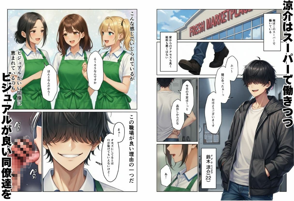 バイト先で人妻やギャルとハーレムエッチ!!気づいたら巨根で全員セフレ化!? サンプル 3