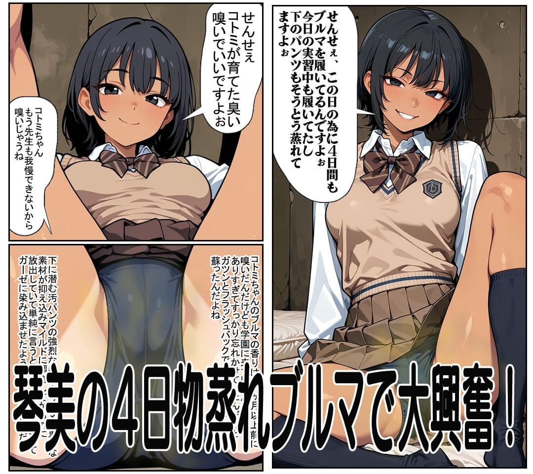 【汚パンツ女学園】第6話ボーイッシュ琴美ちゃんの4日物の蒸れ蒸れブルマの匂いに大興奮の大満足！ サンプル 1