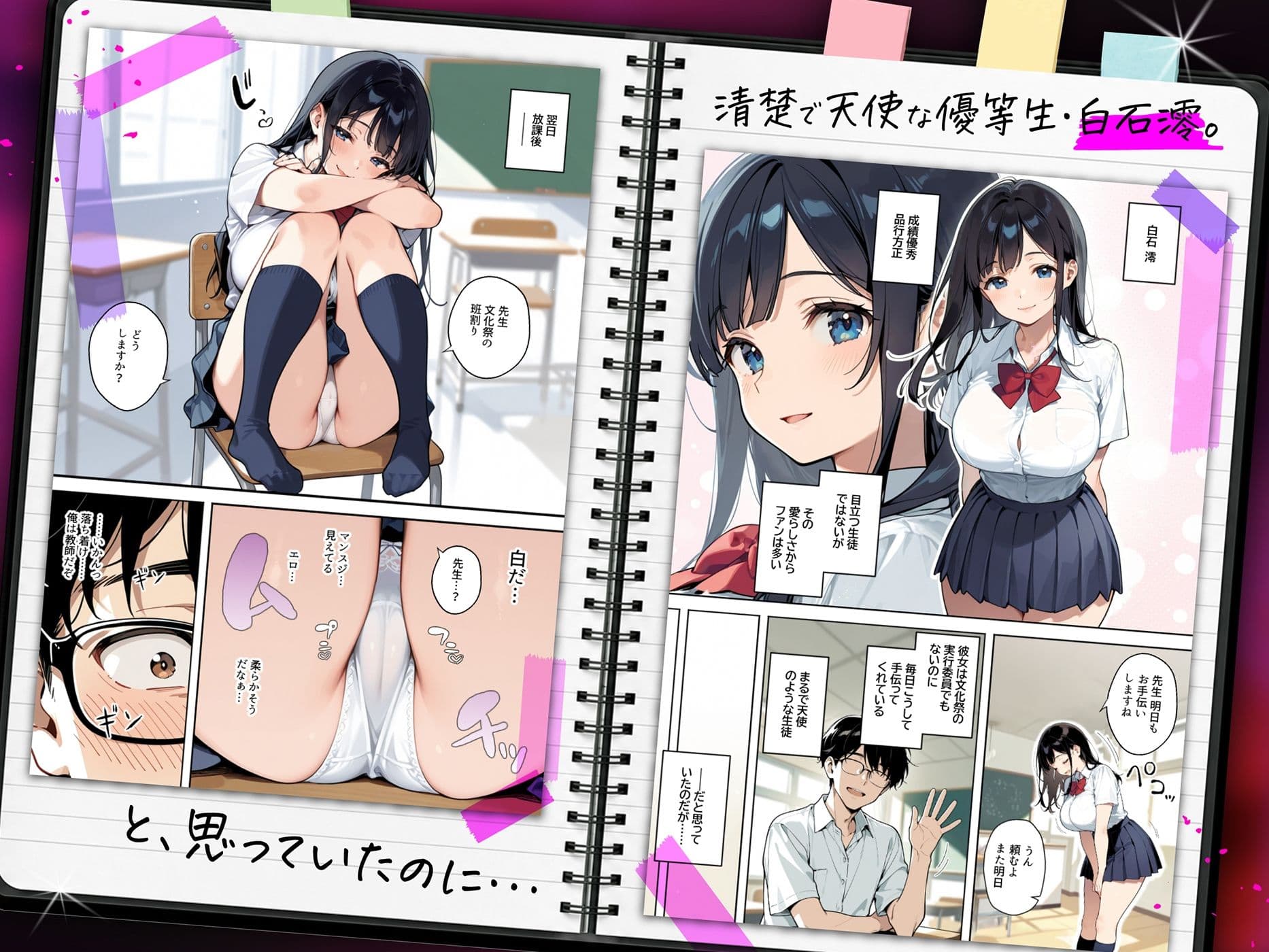 Kカップ爆乳清楚な教え子が生意気にもパンツを見せて挑発してくるので、中出し本気セックスでわからせて、俺だけのオナホにした話 サンプル 1