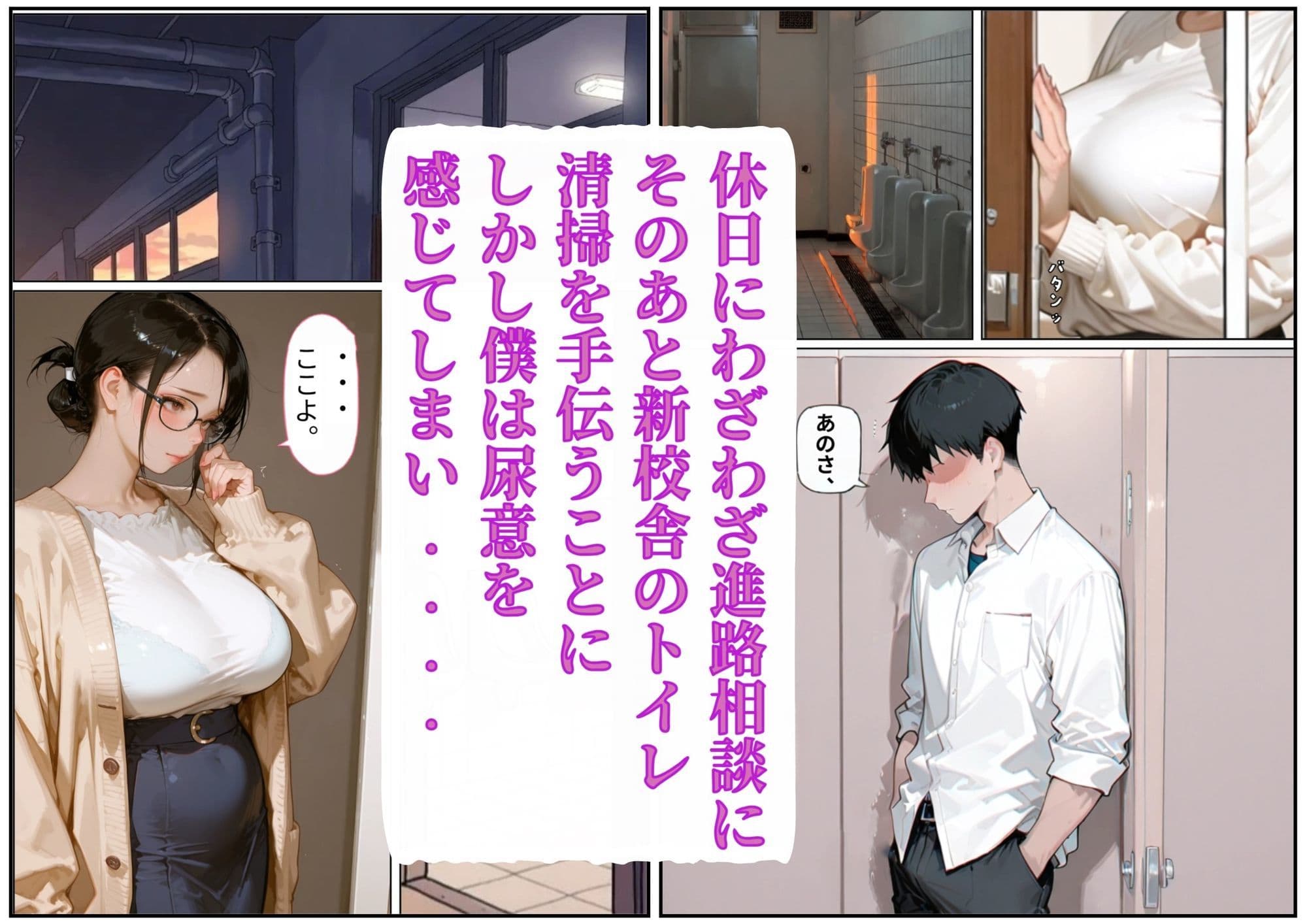 放課後の男子トイレで地味なくたびれたおばさん教師にチンチンを見られ握られ●すことになった話 サンプル 1