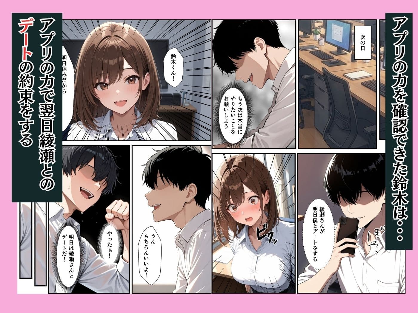 願いが叶うアプリで童貞陰キャの僕が同期の巨乳OLとイチャラブセックスできた話 サンプル 5
