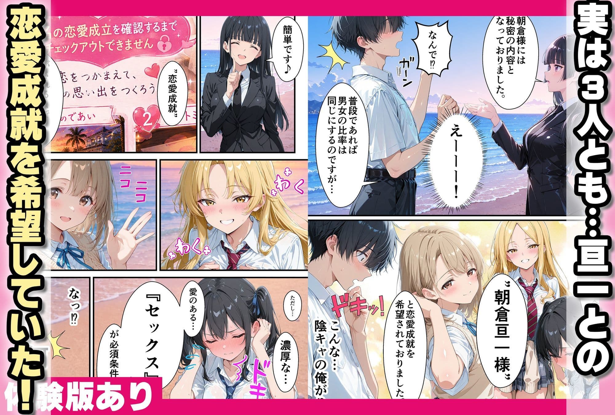 美女3人ハーレムセックスするまで帰れない〜生ハメセックスでイキまくる サンプル 2