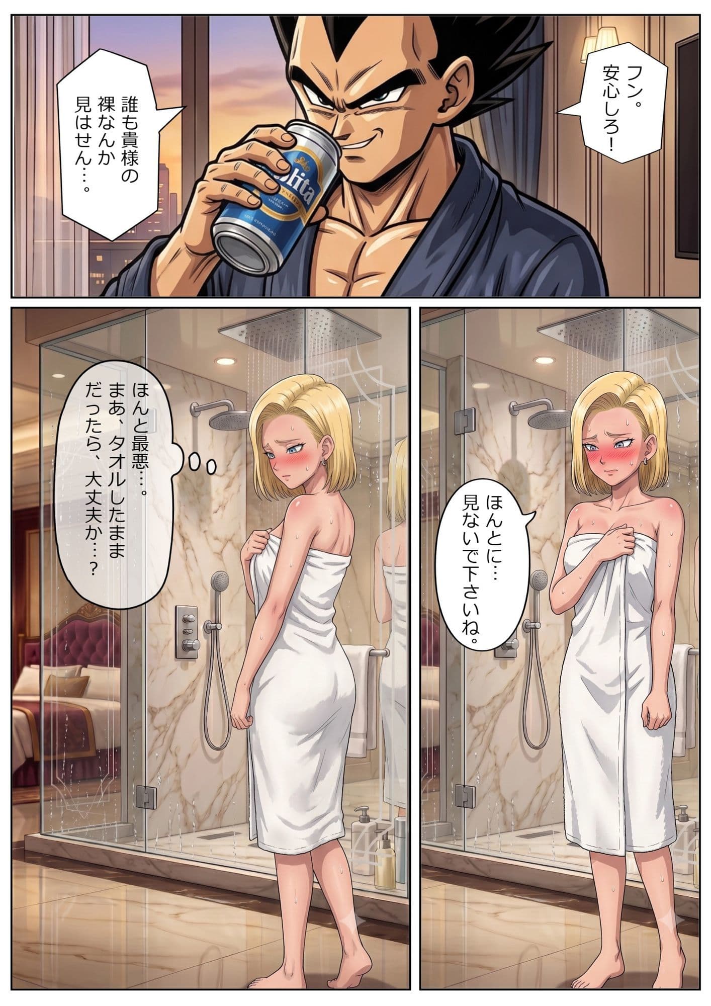 52枚【18号 ×ベジータ】大嫌いな上司に シャワー中に犯●れ、立ちバック、 おっぱいワイパー、掃除フェラの無限ループ 1 サンプル 10