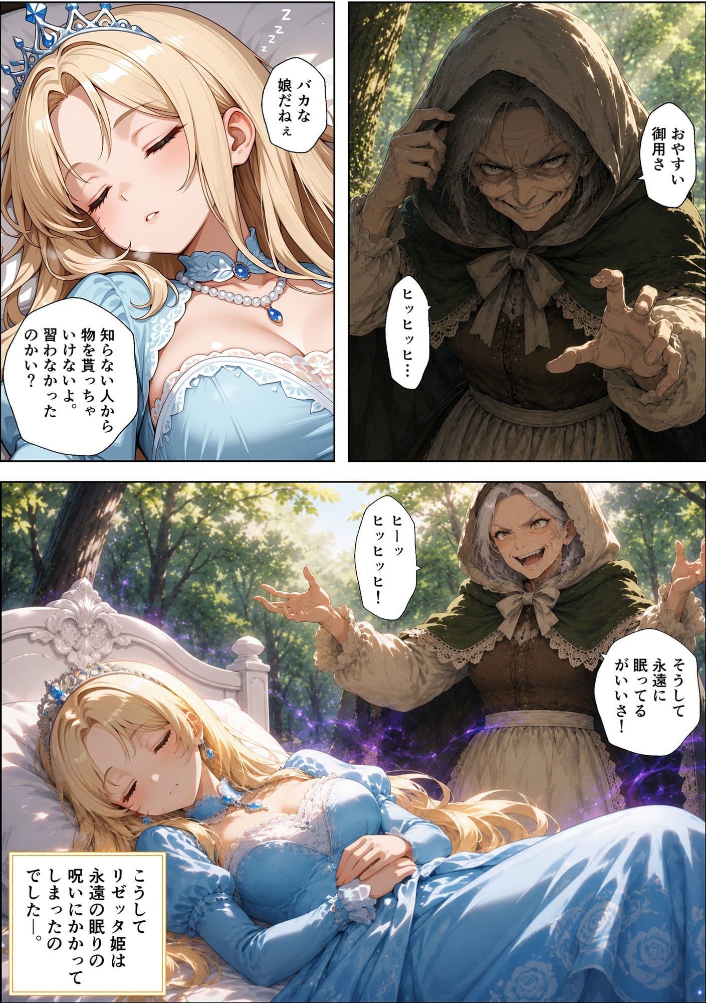 魔女の呪いで眠ってしまったお姫さまにハゲデブおじさんが種付け中出し! サンプル 5