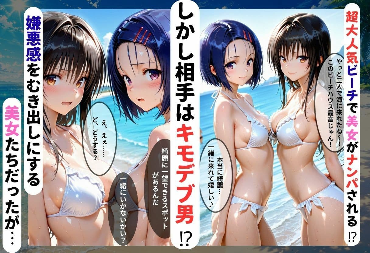 ビーチで2人組の美女をナンパし催●アプリでオナホ化した話 サンプル 1